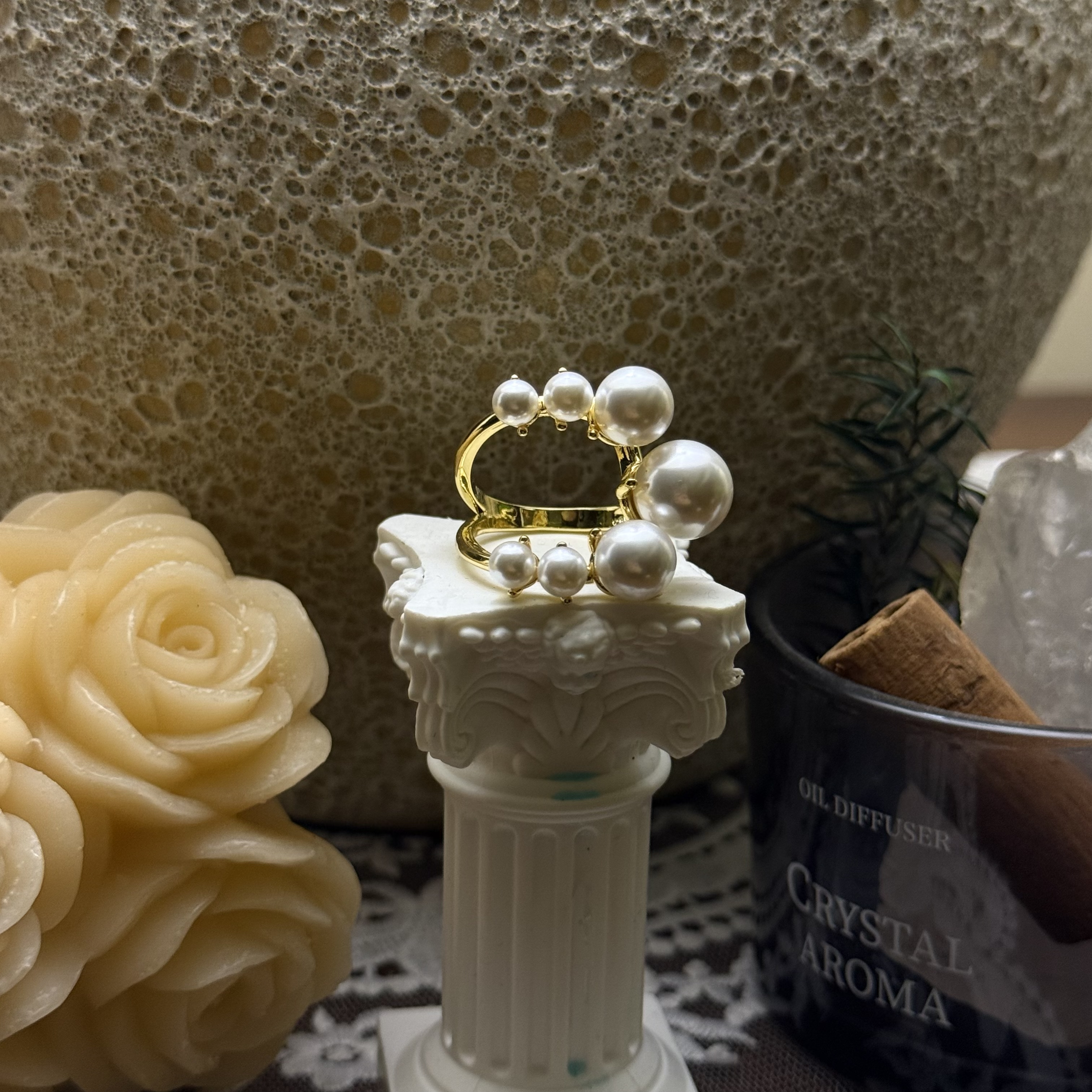 足银亚克力戒指 足银戒指饰品LARVINA复古手工小众精致仙女风戒指