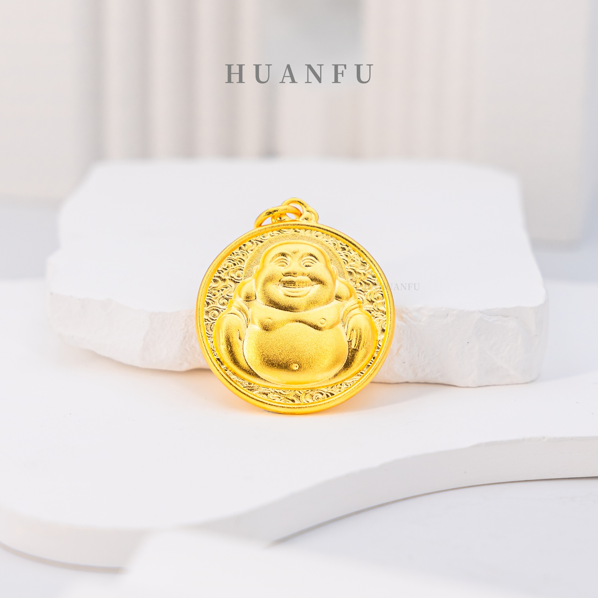 吊坠足银 佛公圆盘吊坠 弥勒佛吊坠手工时尚挂坠精美