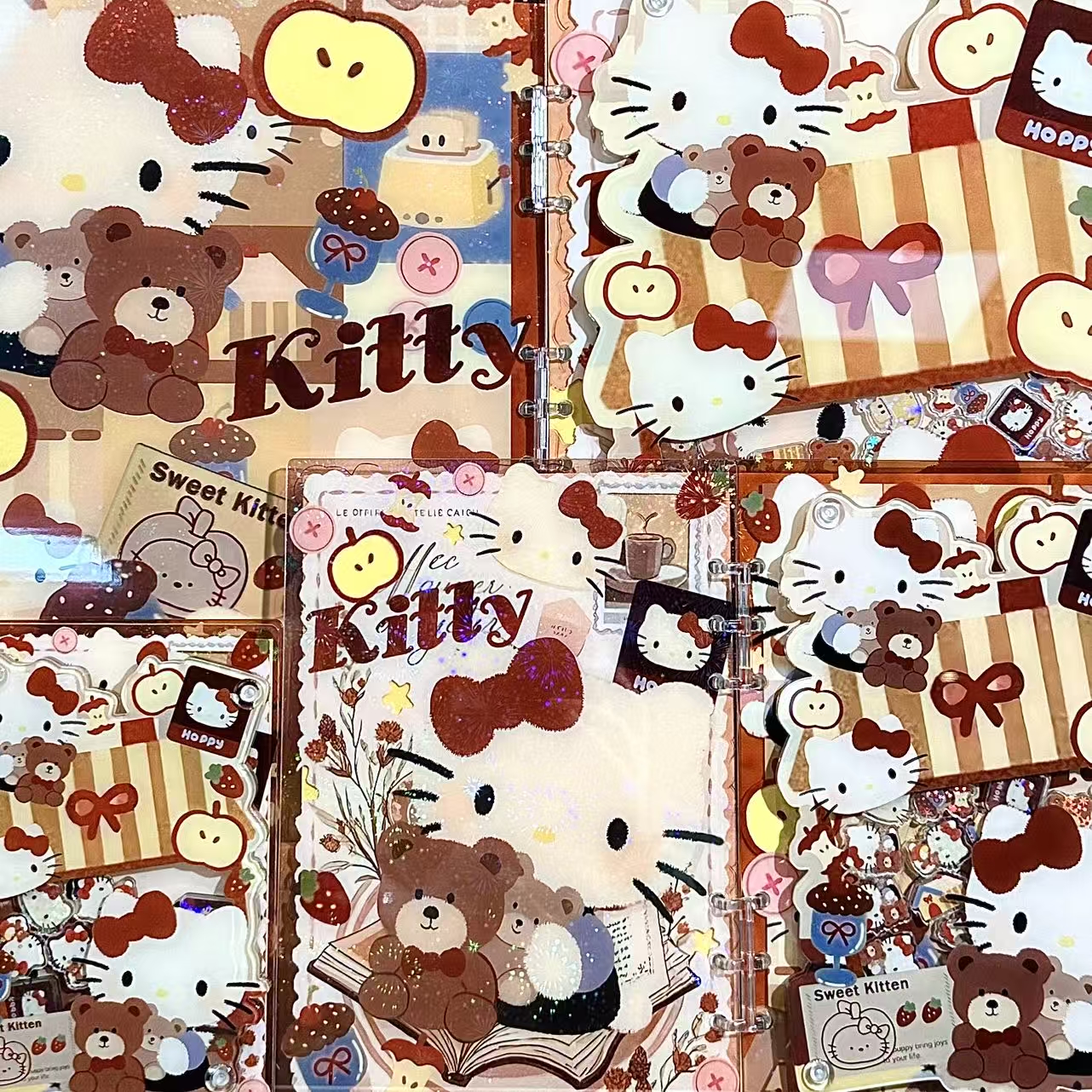 【新款咖啡色kitty】高定摇摇本套餐活页本手工DIY收纳盒亚克力