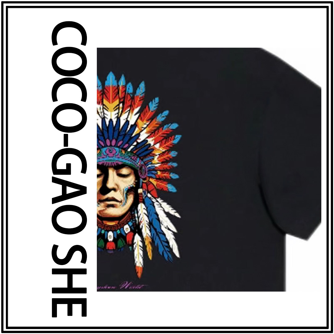 【18号链接-印第安人彩绘】RS重磅宽松美式潮流T恤情侣1035