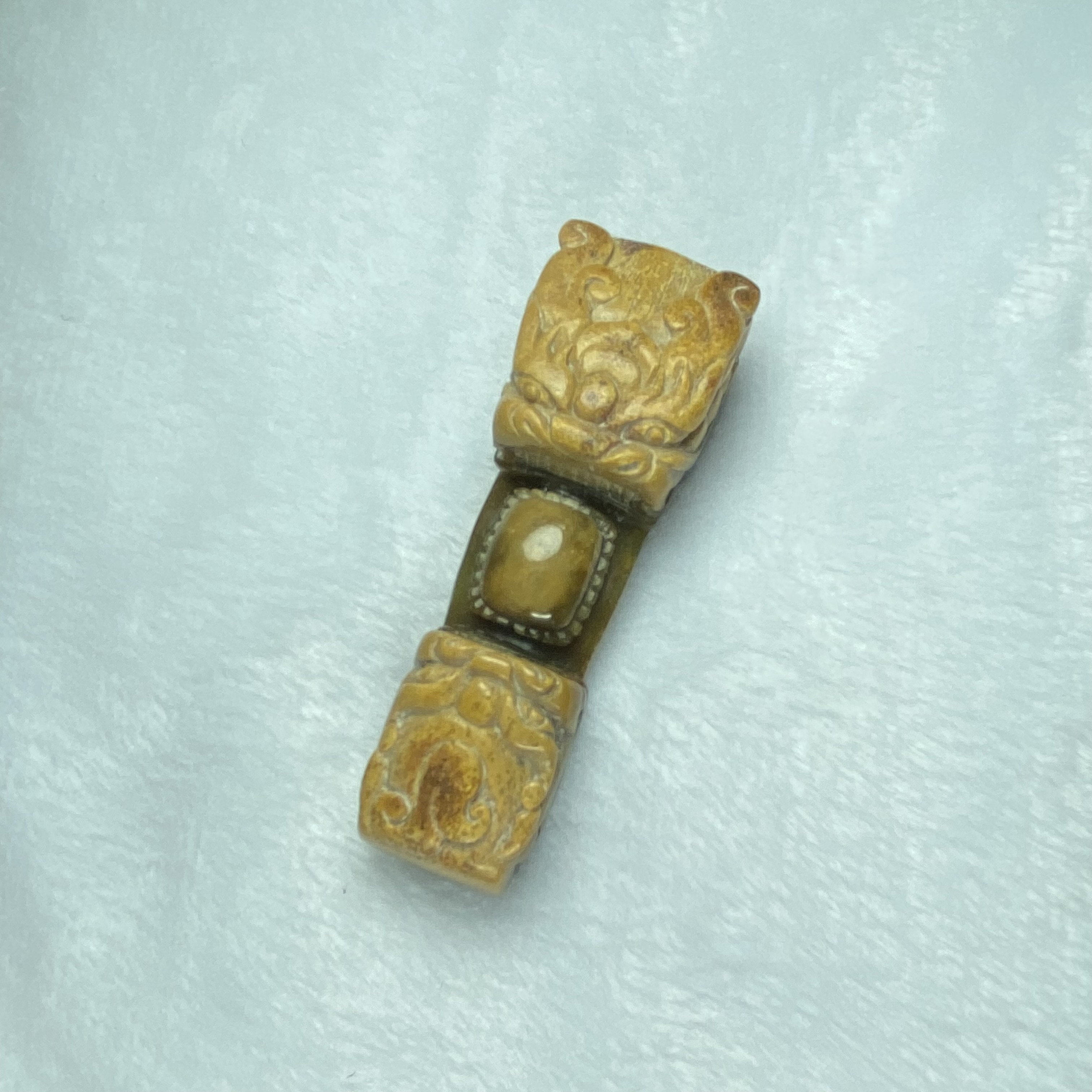 析木河磨玉如意手把件龙头貔貅头如意手把件