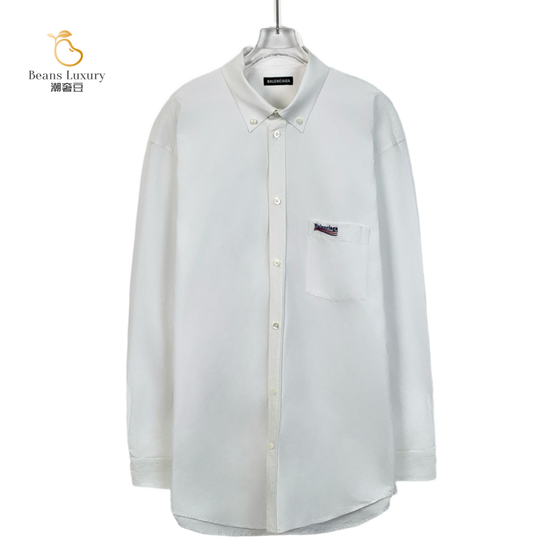 99新 Balenciaga/巴黎世家 潮奢豆 严选/白色字母刺绣衬衫/H13548