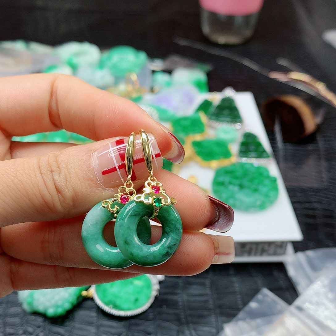 【闪购商品】翡翠耳饰银S925镶嵌，