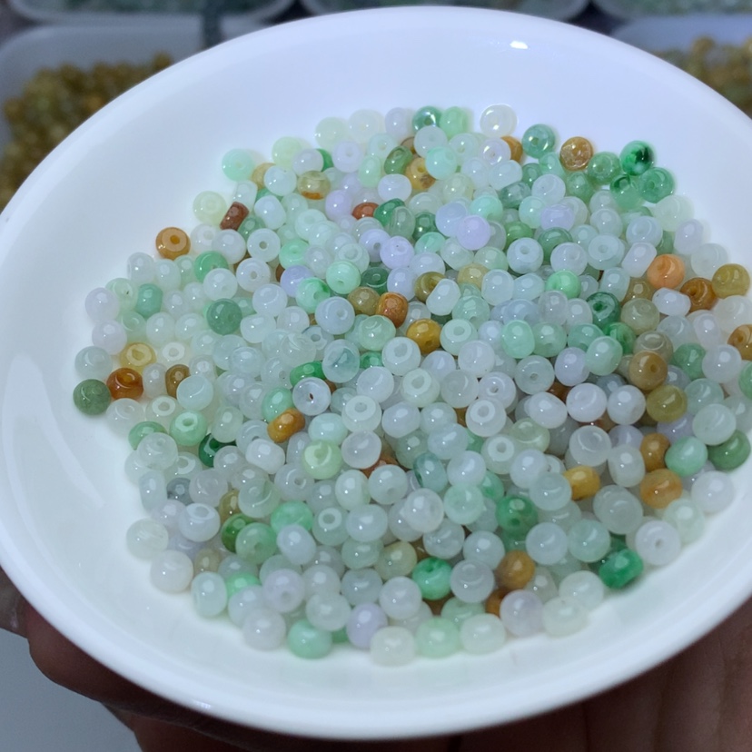 【闪购商品】翡翠手链未镶嵌卡3乘4.5冰三彩算盘60颗