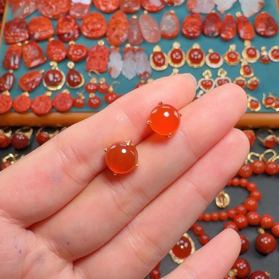 南红玛瑙南红保山冰红银S925镶嵌