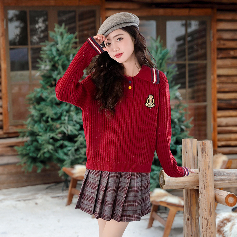 《童装品牌断码清仓直播》女童毛衣+百褶裙套装241275