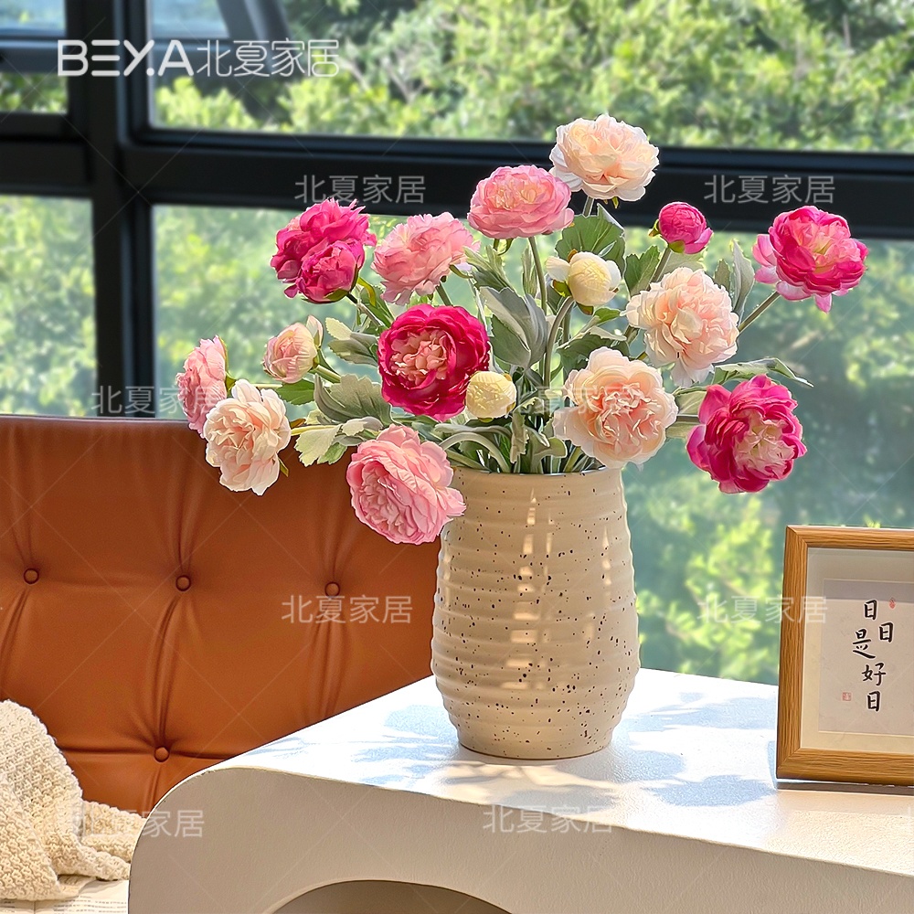 高档露莲洋牡丹芍药仿真花假花客厅餐桌花艺插花桌面摆件干花花束