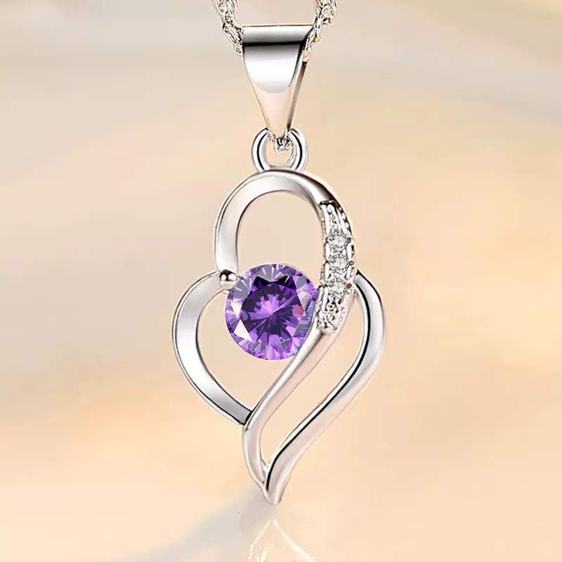 天然紫水晶心形项链