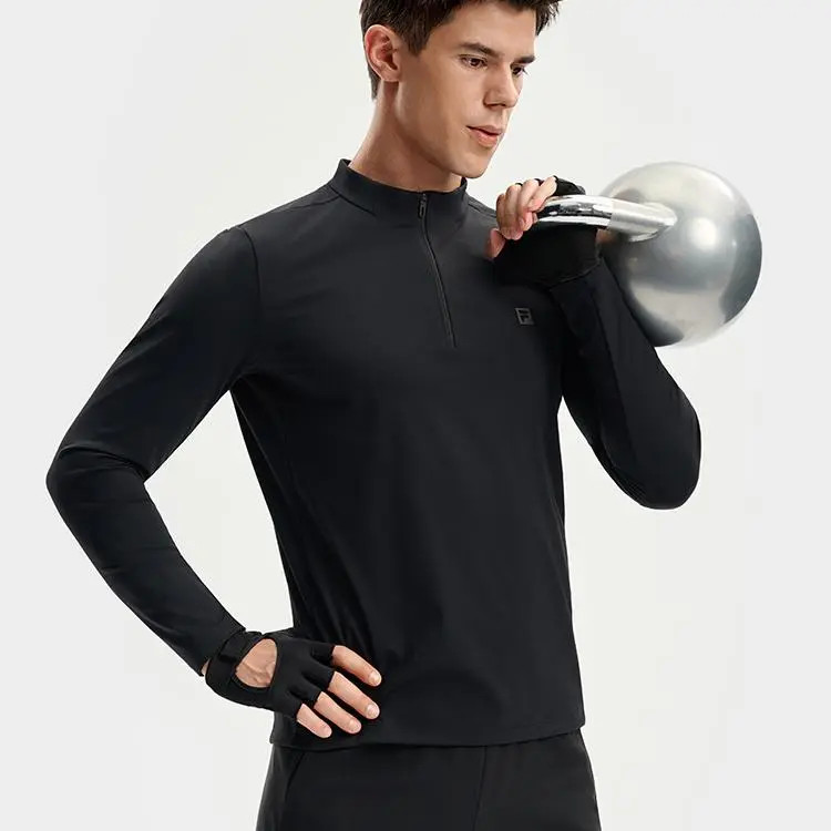 FILA斐乐男装2025冬款上衣健身运动半拉链长T针织长袖A11M541215F