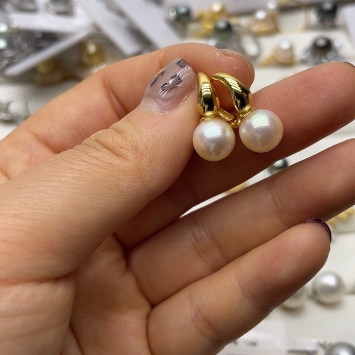 海水珍珠耳饰银S925镶嵌