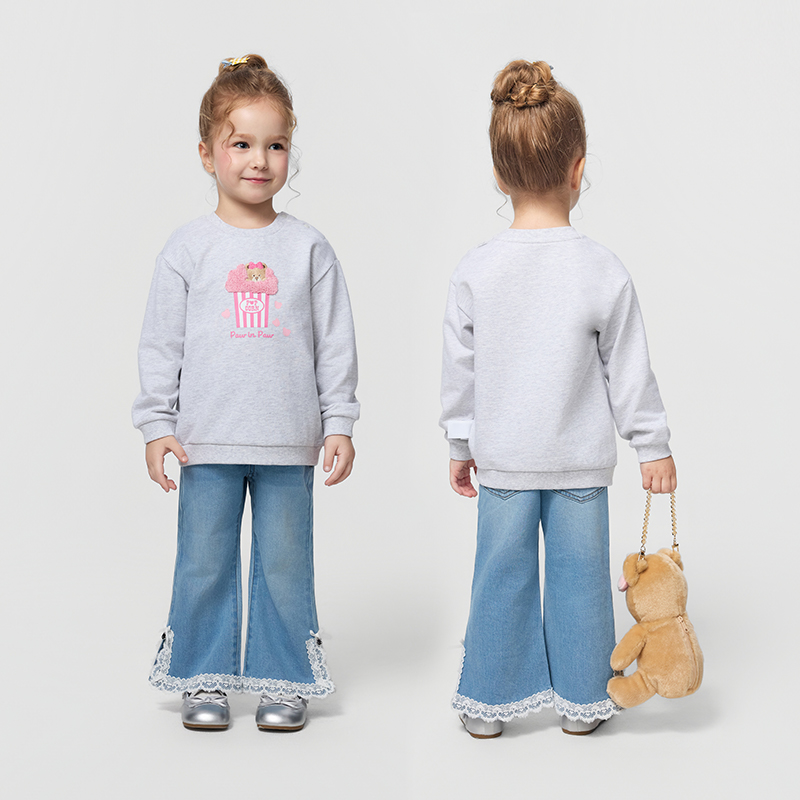 PawinPaw卡通小熊童装25年新款女宝宝牛仔喇叭裤百搭PCTJF4882E