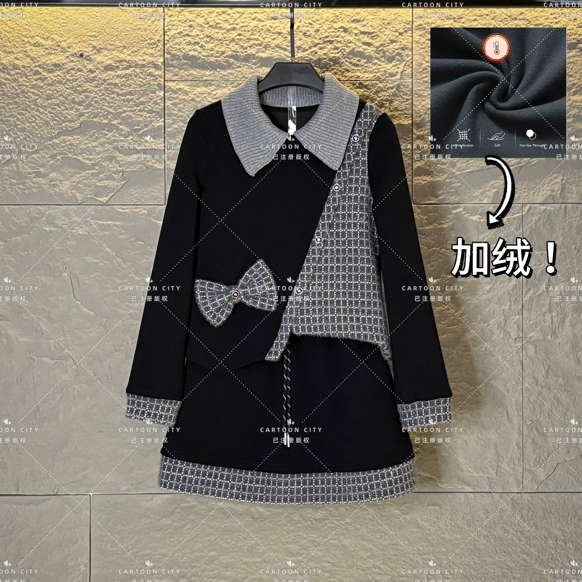 LLVD-B292【加绒】秋冬新品<减龄系列>长袖休闲重工卫衣套装两件