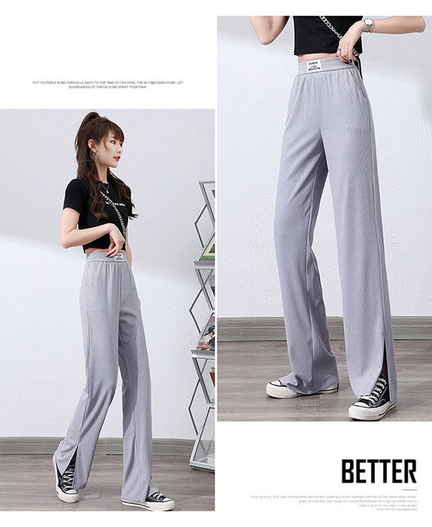 31161弹力高腰夏季喇裤喇叭裤休闲裤薄款直筒春夏外穿小个子垂感