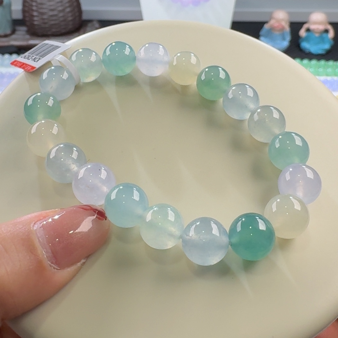 翡翠手链未镶嵌马卡龙多宝单圈10mm