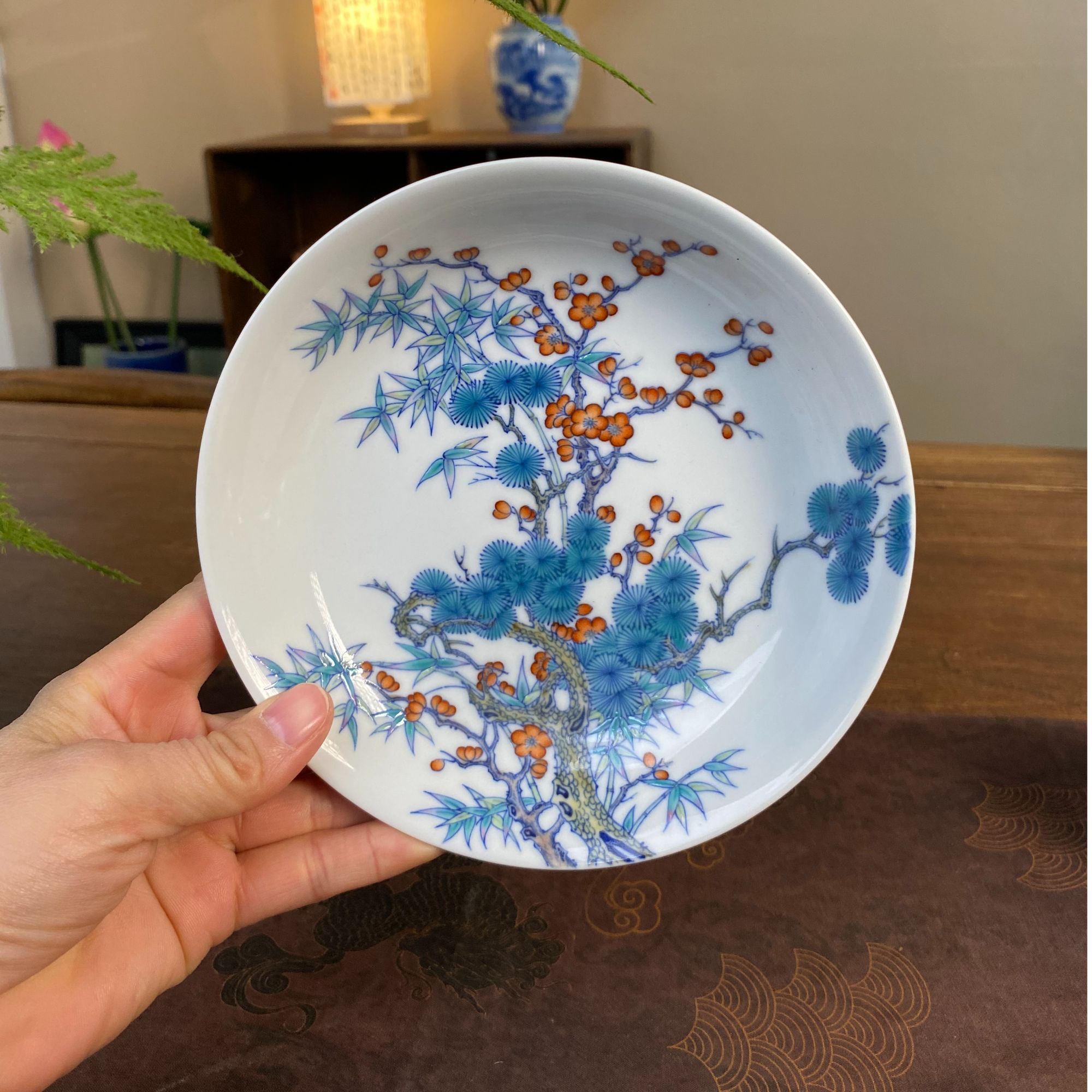 【鸿均堂】斗彩松竹梅壶承 景德镇纯手工手绘茶器茶具
