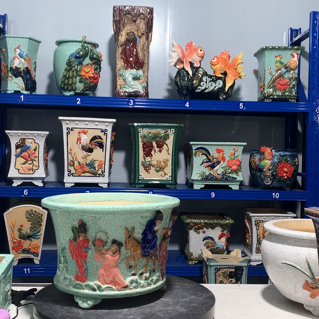 三***修高温粗陶石湾花盆