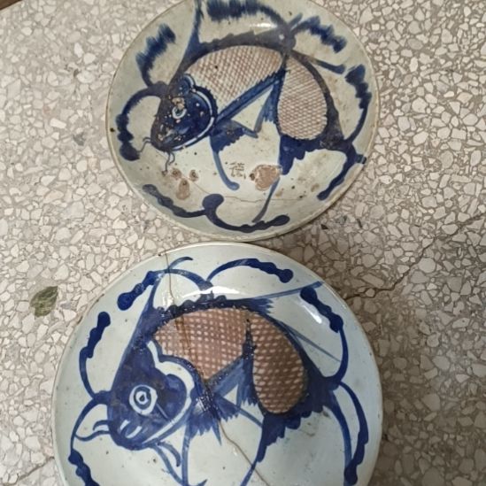 摆件陶青花陶瓷摆件青花陶瓷青花鱼盘