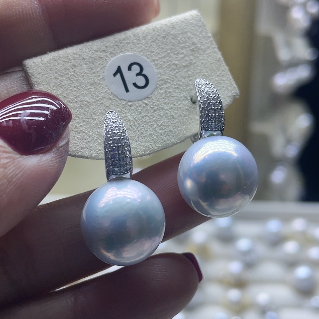 淡水珍珠耳饰银S925镶嵌