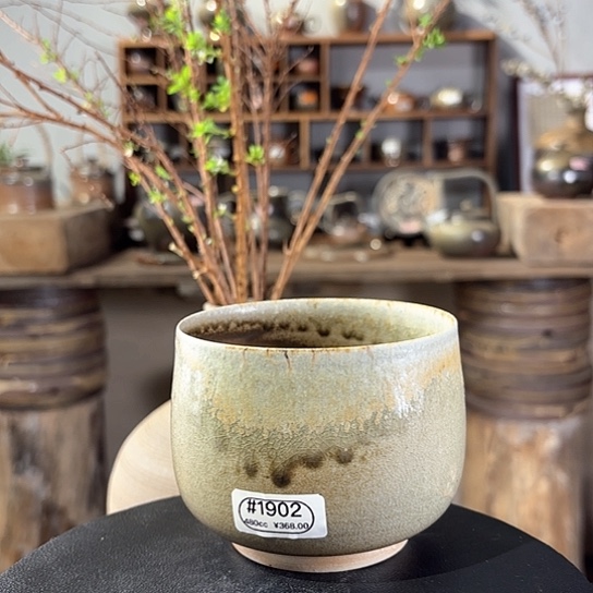 #1902柴烧裸烧窑变玉化开片美人泪水洗