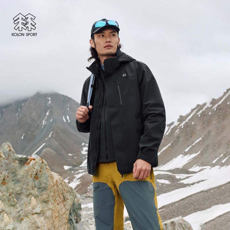 KOLON SPORT可隆冲锋衣2级防泼水防风男士软壳内胆三合一夹克