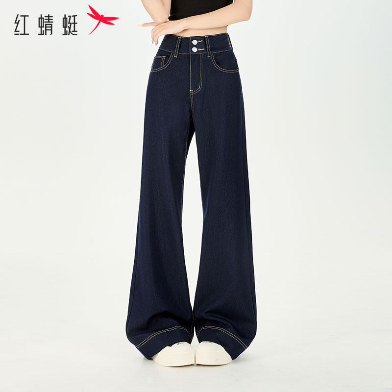 红蜻蜓新款2025裤子网红款透气不掉色抗皱时尚百搭微喇牛仔裤子DG
