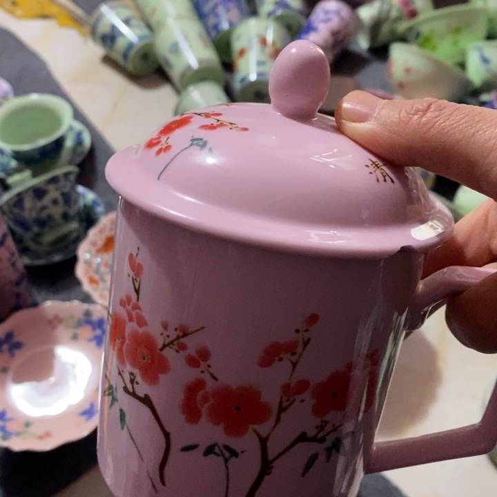 摆件陶红稀土翠竹直筒办公杯