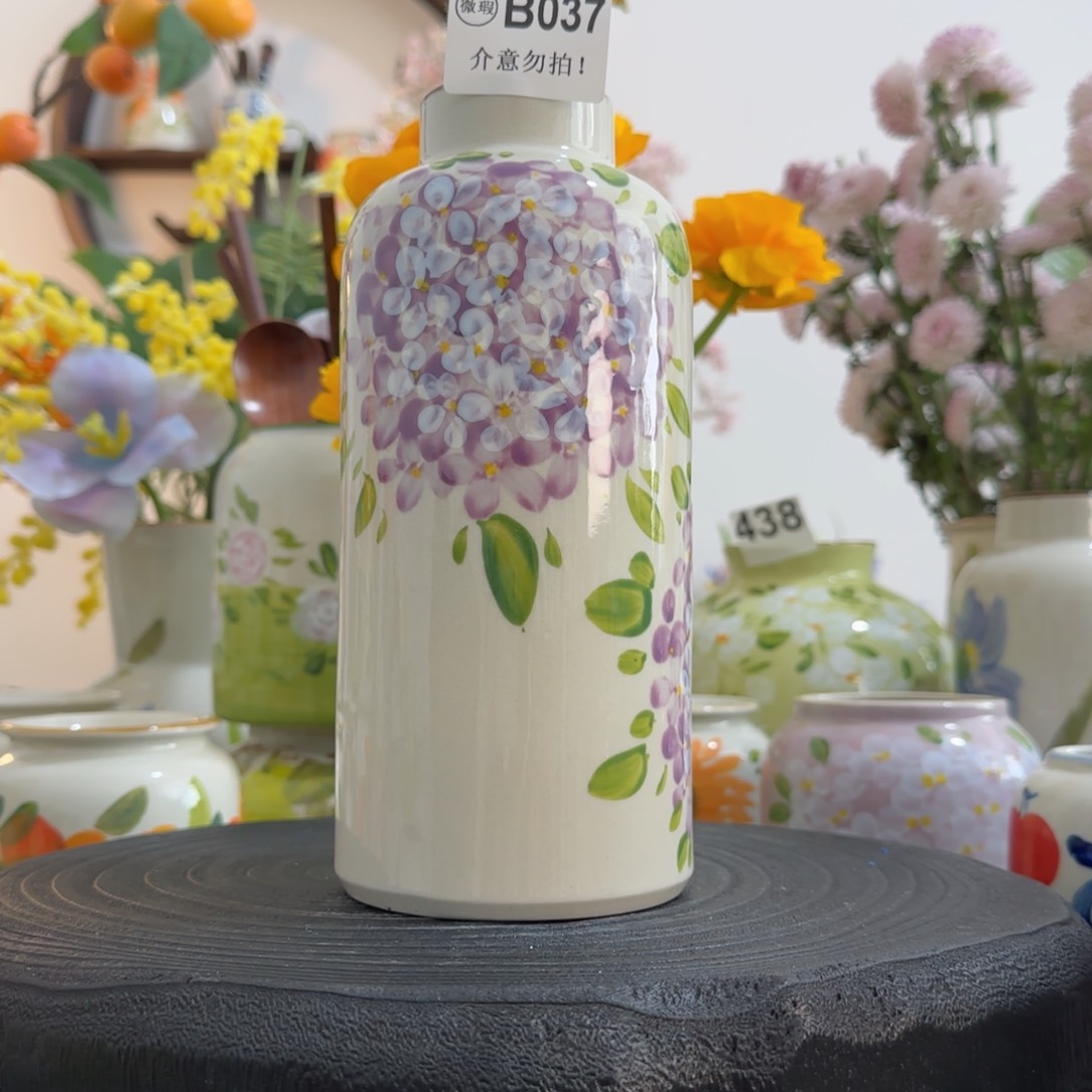 摆件景德镇陶瓷手绘花瓶摆件无孔