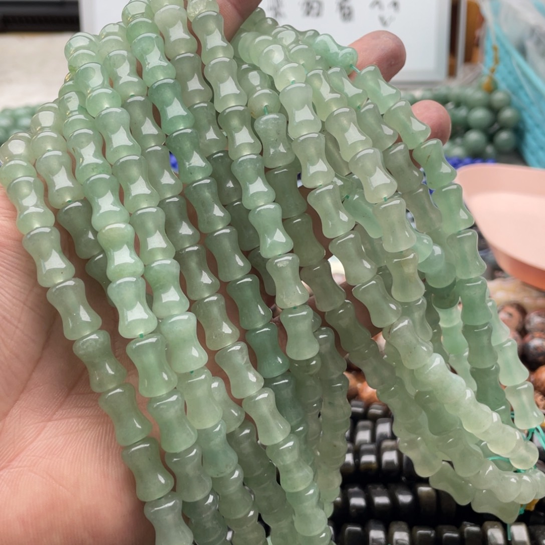 玛瑙/玉髓合金珠宝半成品一条装8*12mm东陵玉竹节