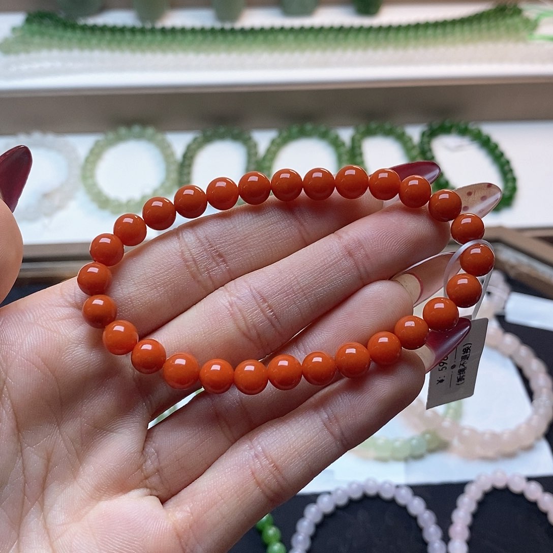 南红玛瑙手链未镶嵌南红卡七
