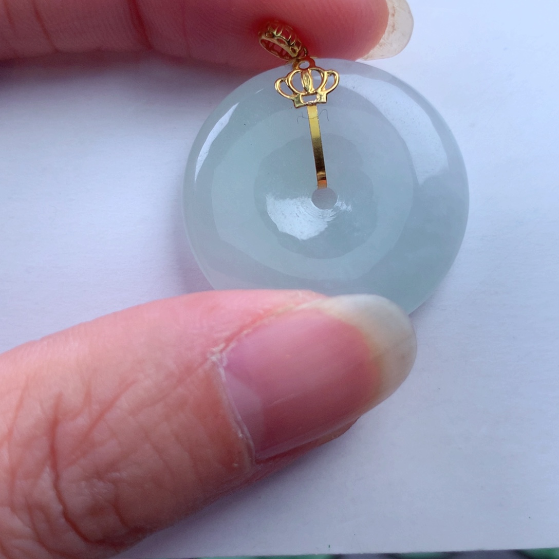 翡翠吊坠(不含链)18K金镶嵌