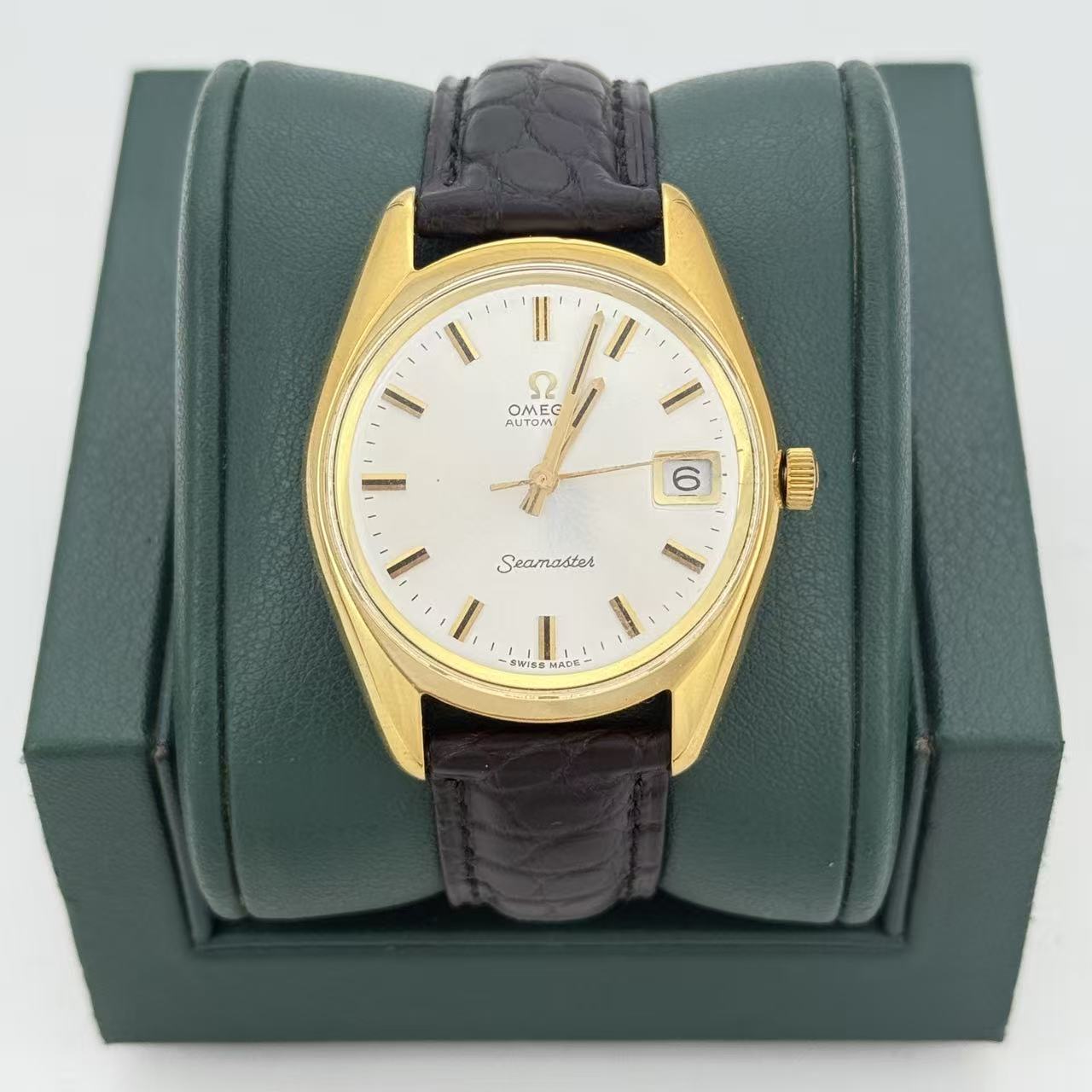 95新 Omega/欧米茄 表径35.5 包金海马中古经典金色机械表 M1743