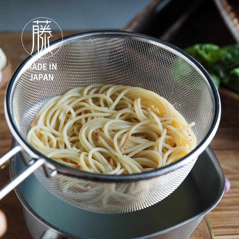 日本制进口下村18-8不锈钢捞面漏勺焯菜豆浆过滤网筛深型家用厨房