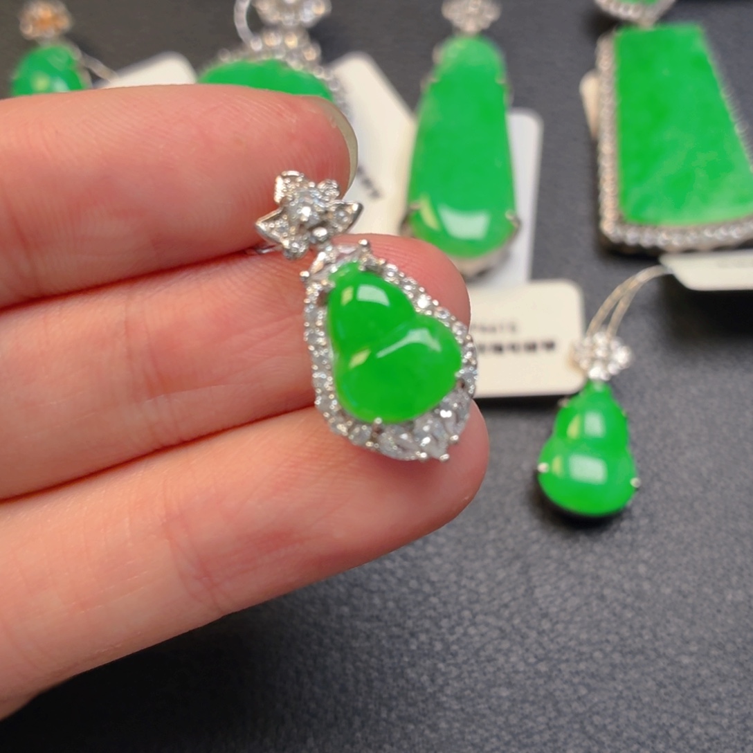 翡翠银S925镶嵌吊坠(不含链)