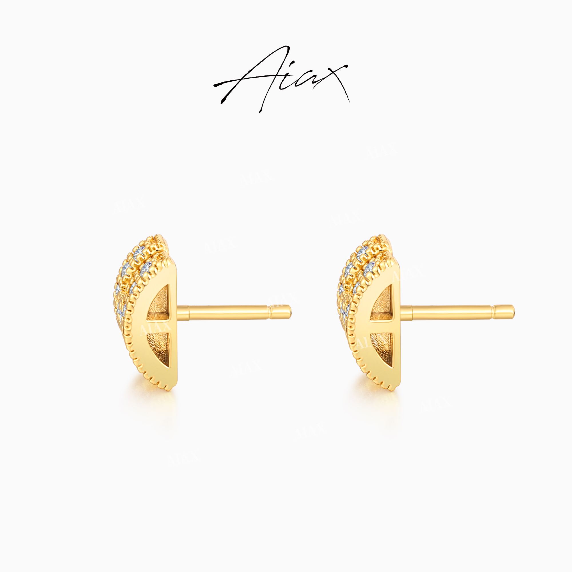 AIAX 618 法国法式时尚简约气质设计字母百搭银针耳钉TSL523
