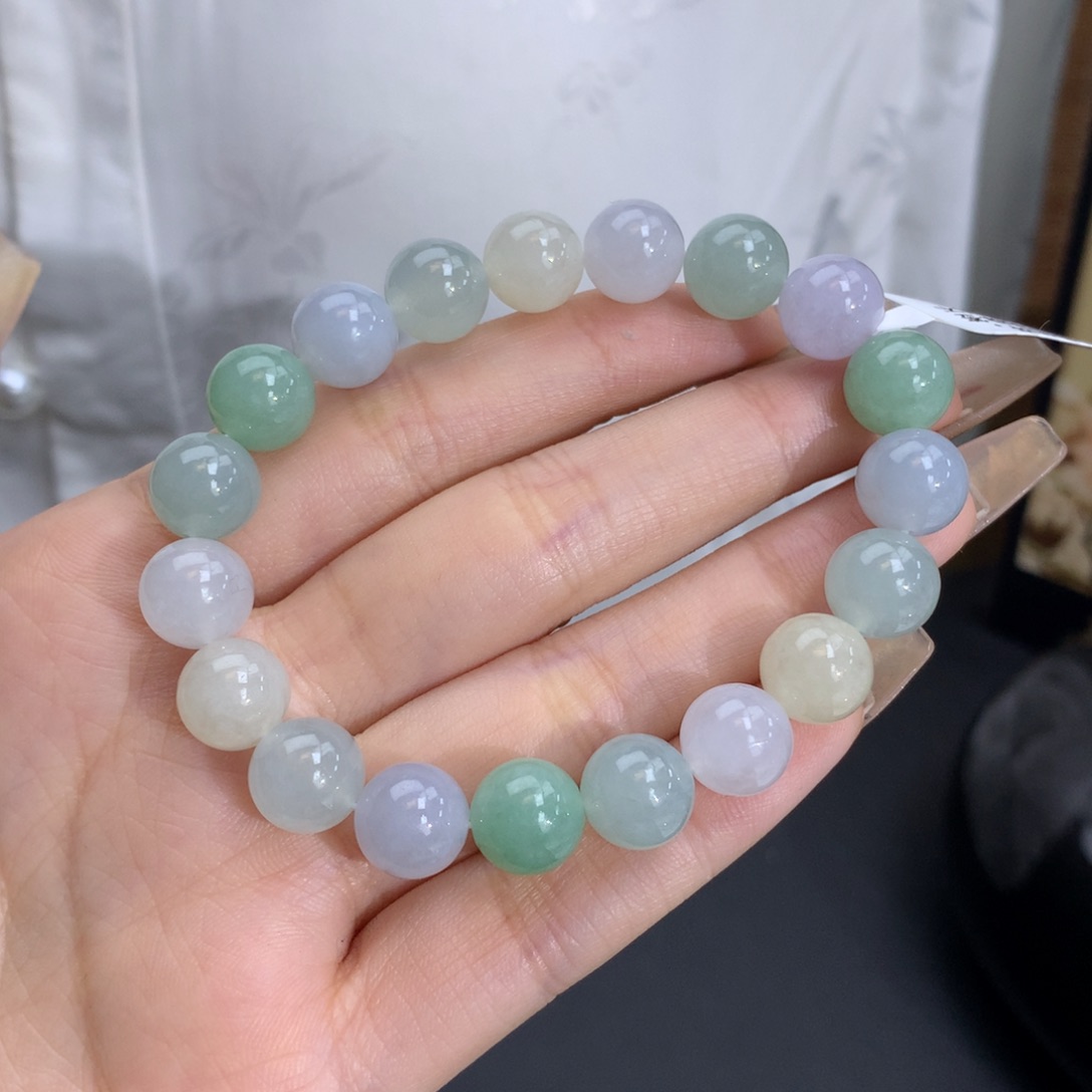 翡翠手链未镶嵌卡10冰胶马卡龙