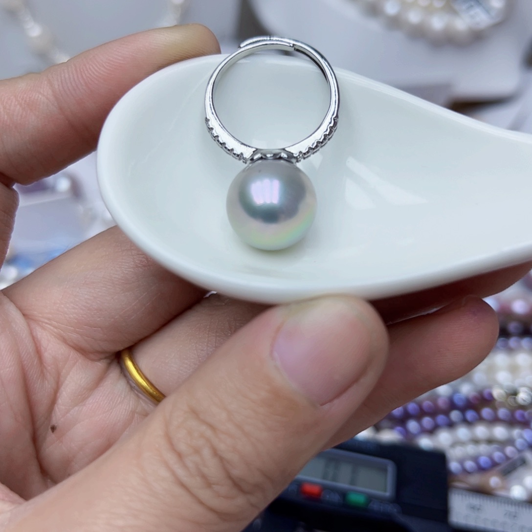 淡水珍珠戒指银S925镶嵌