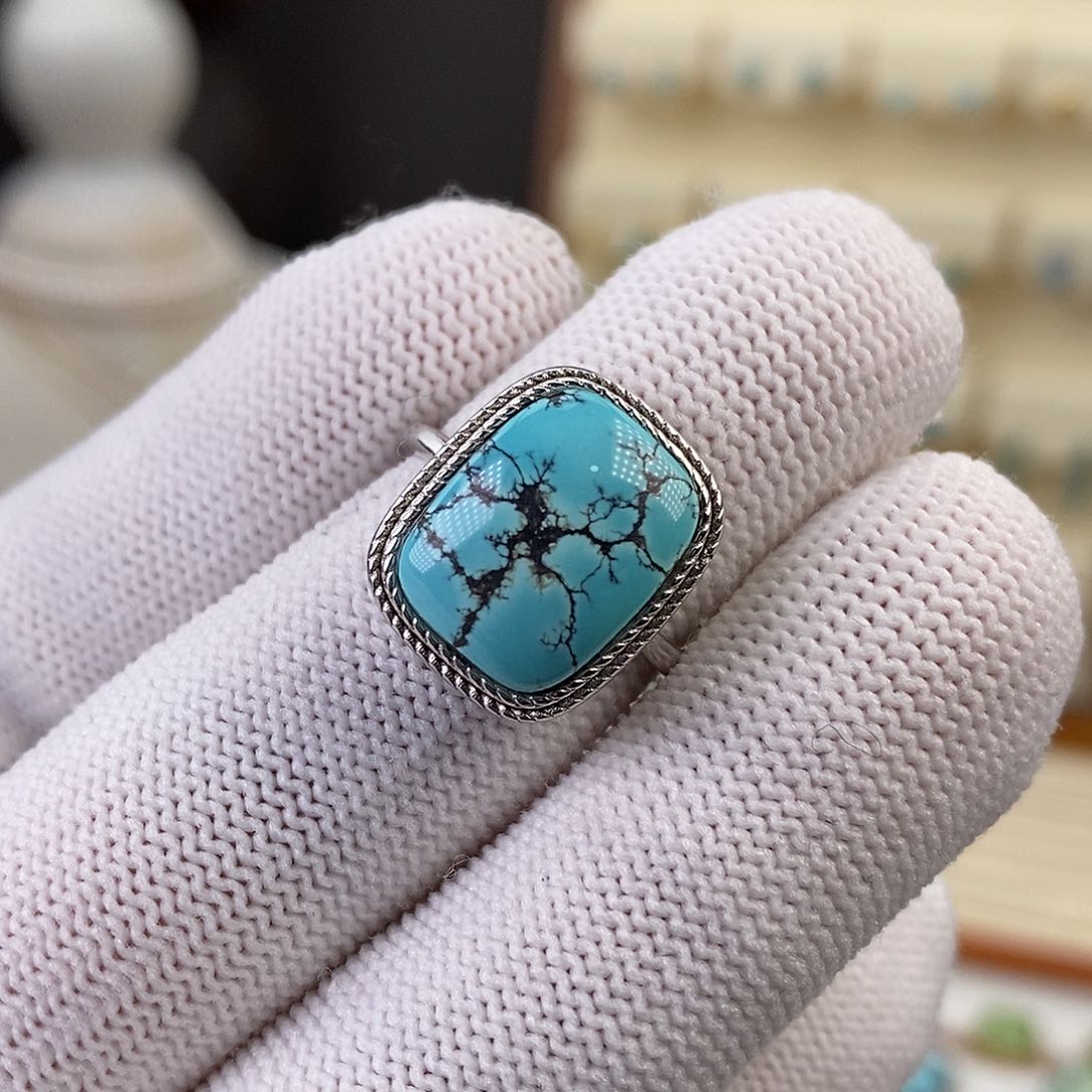 绿松石戒指银S925镶嵌