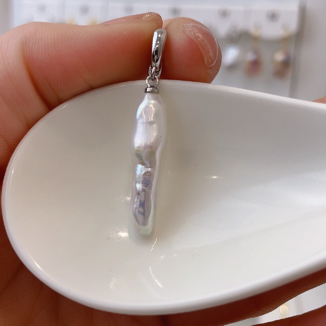 淡水珍珠天然珍珠巴洛克银S925镶嵌