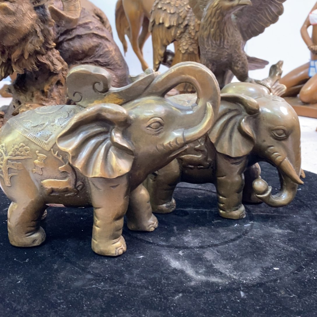 黄铜材质，新年福利一对小象