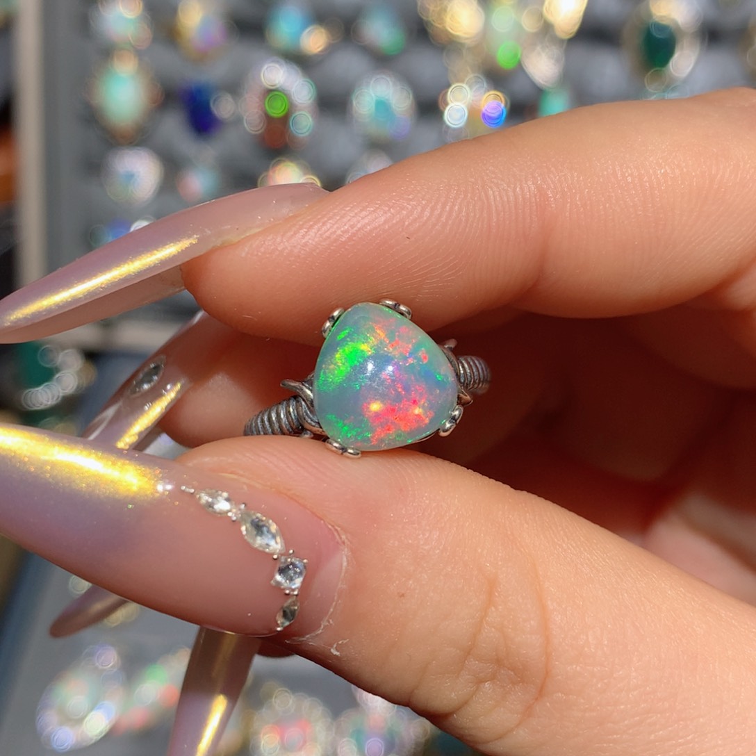 欧泊福利戒指t银S925镶嵌