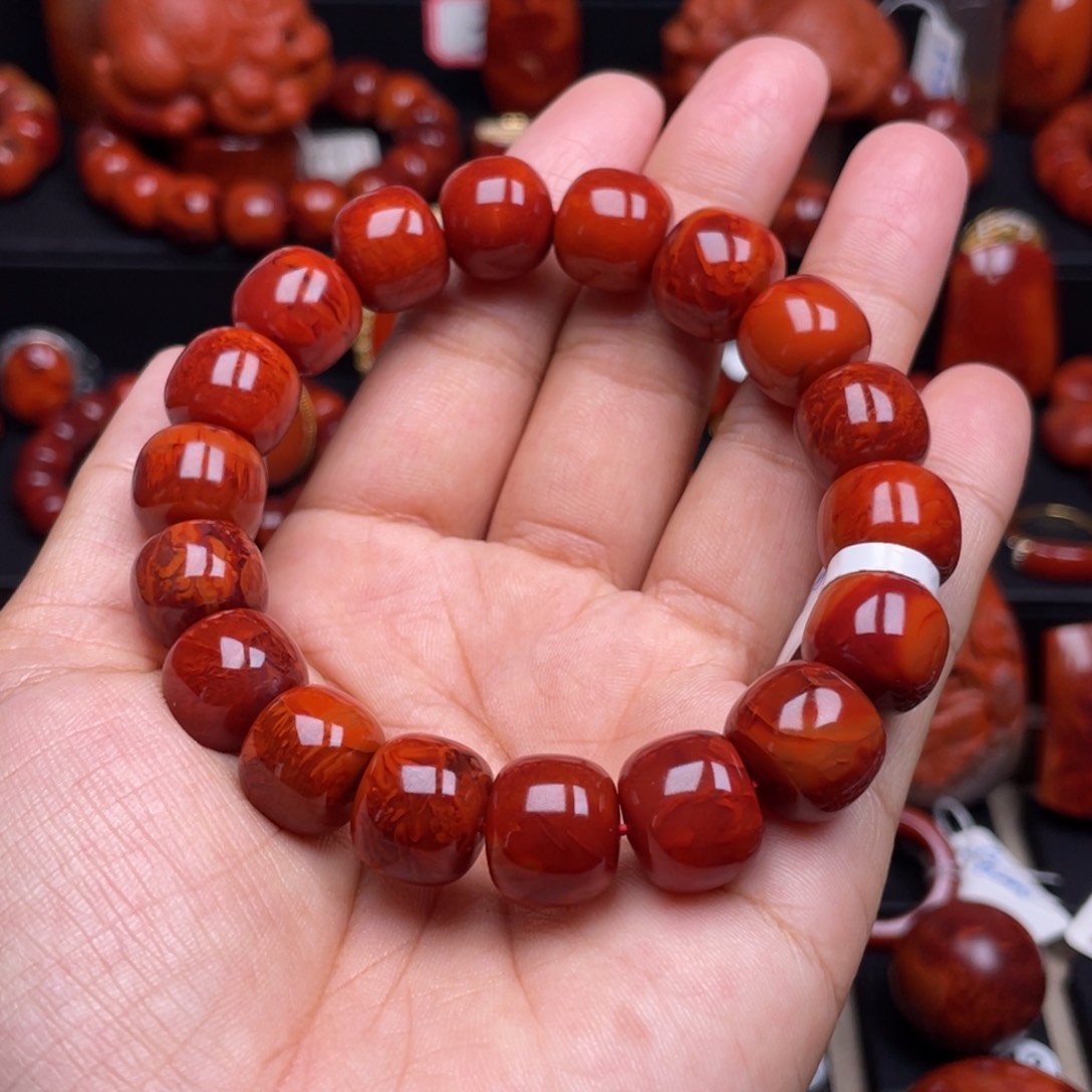 南红玛瑙珠宝奇石未镶嵌草**士单圈13mm