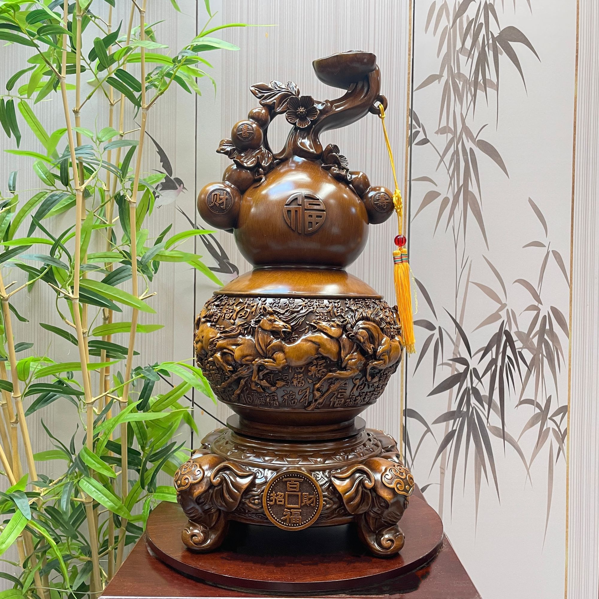 《百福招财》八骏马葫芦可360旋转家居客厅玄关电视柜乔迁装饰礼物