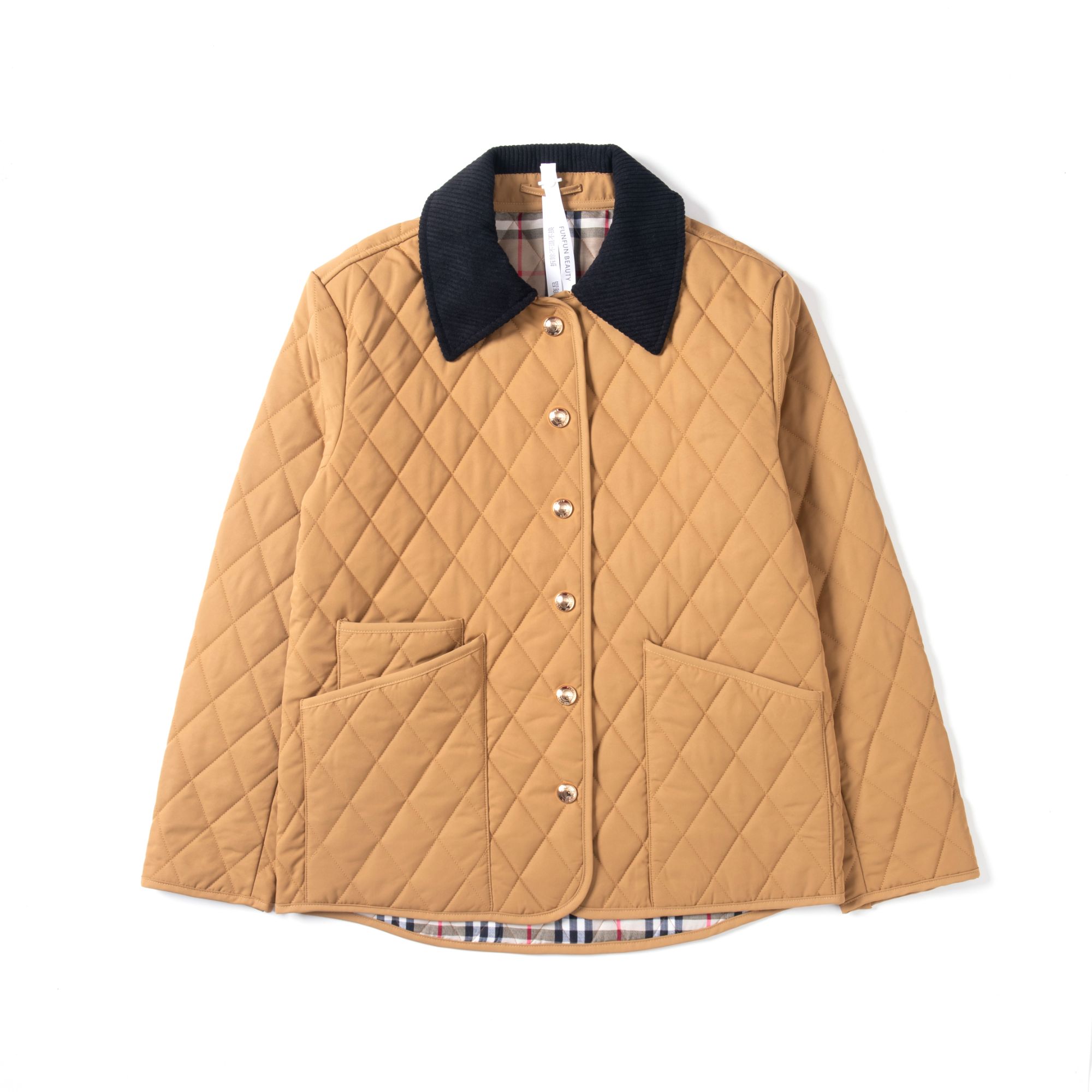 冬季黄金甲气质时尚复古女款菱格羊毛外套