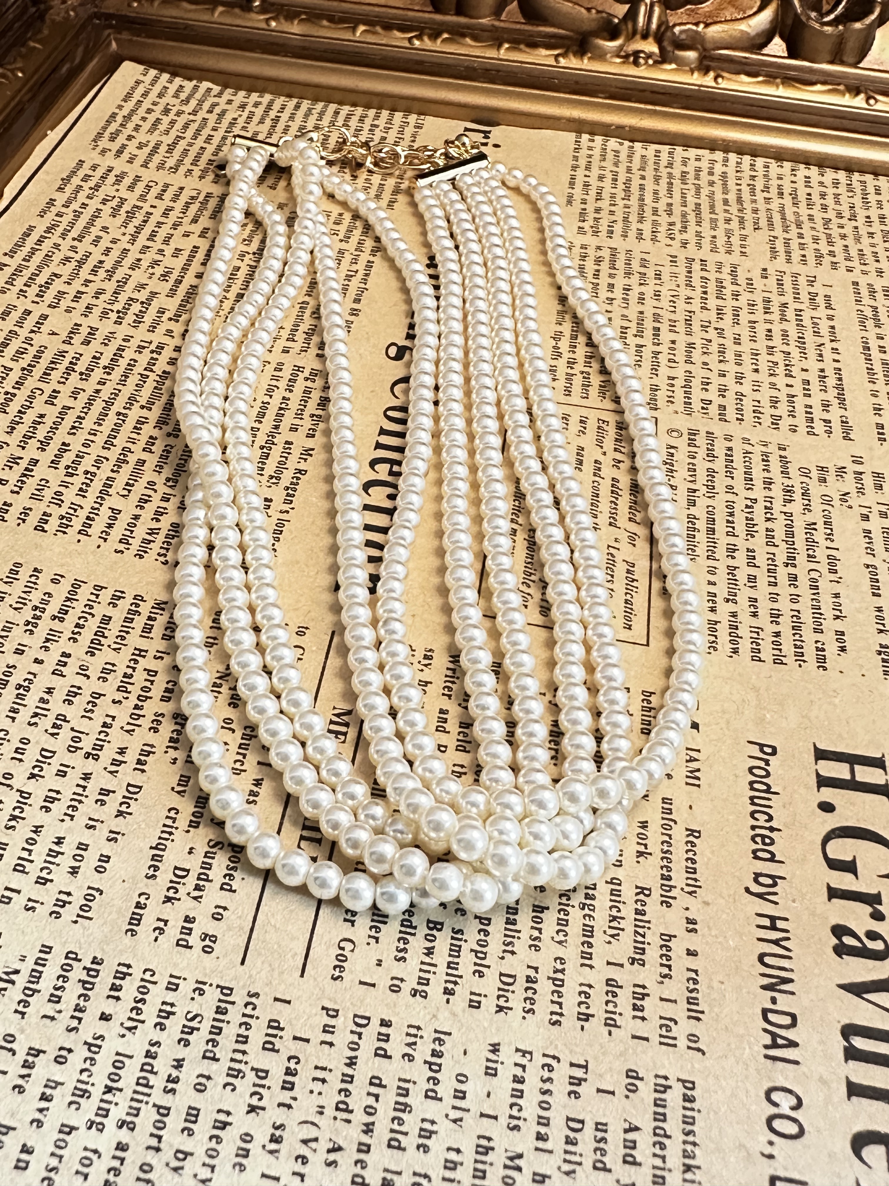 铜合金仿珍珠项链 中古多层仿珍珠项链 N6531