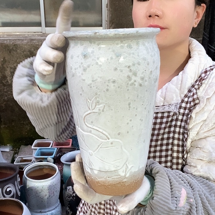 紫砂花盆瑕疵口15高25