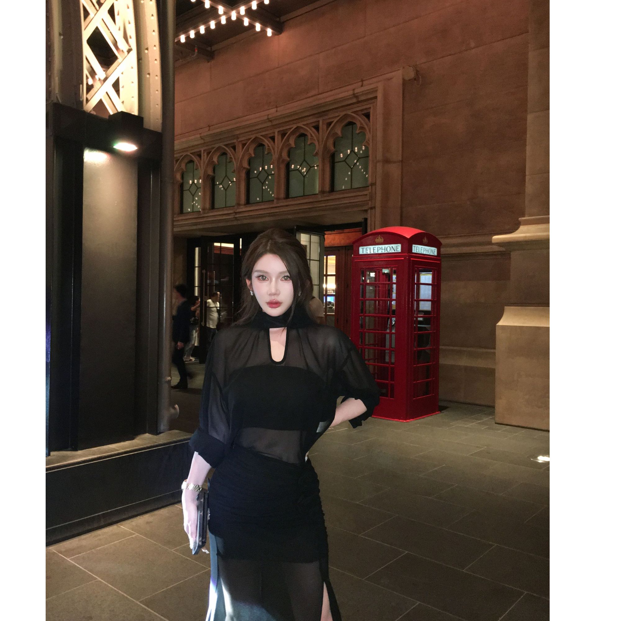 媛媛【芳心猎手】气质轻薄网纱显瘦时尚套装三件套#TZ0715