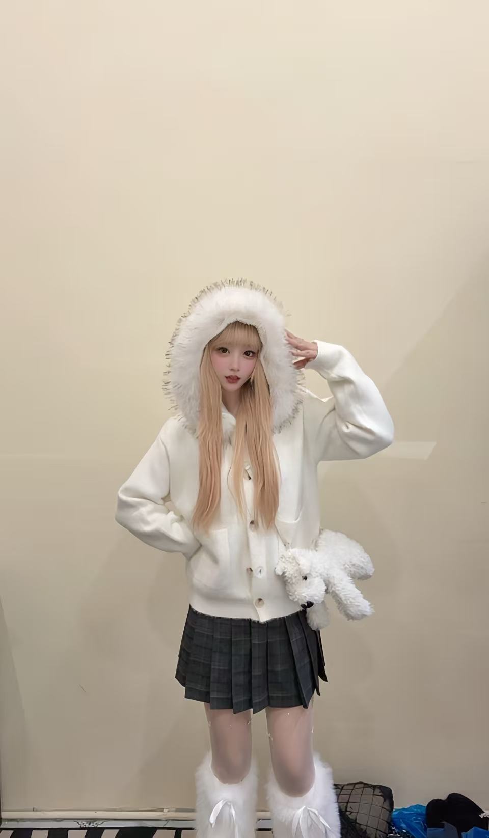 【艾丽莎定制】慵懒大毛领连帽外套秋冬加厚软糯宽松毛领可拆-25024