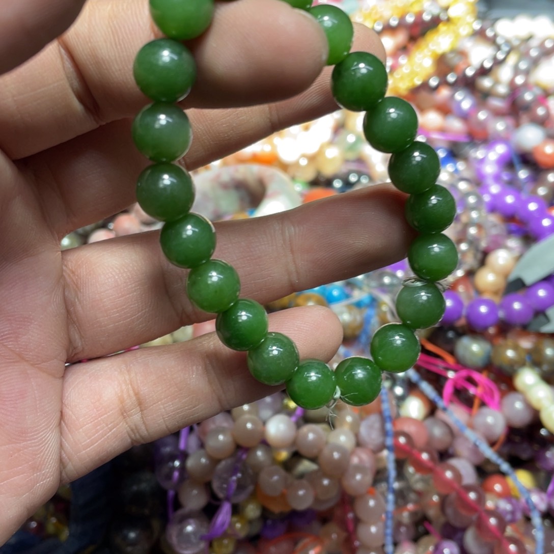 烟晶手链银S800镀金镶嵌