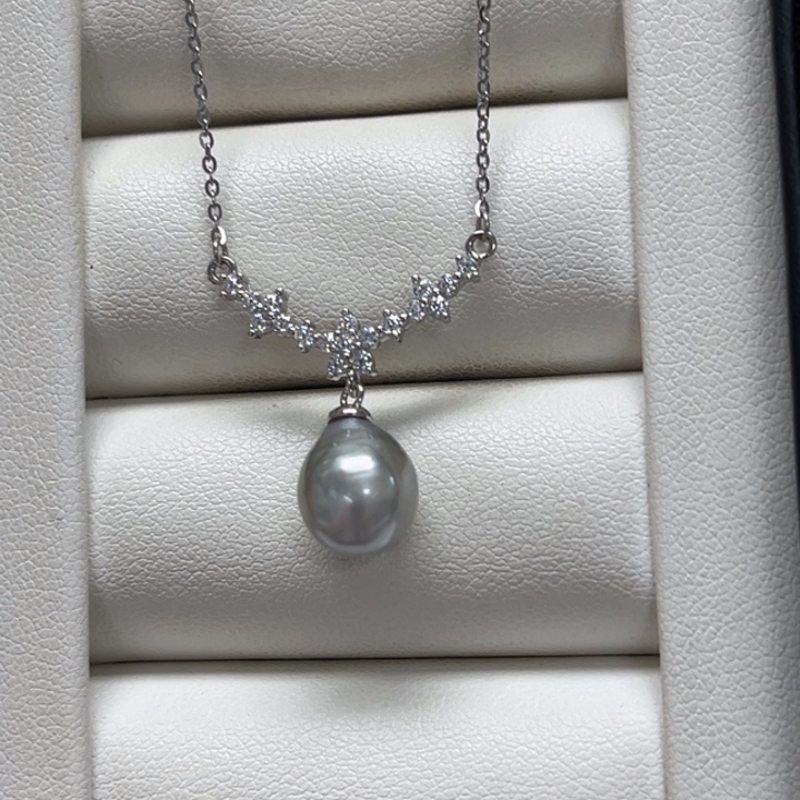 颈饰银S925镶嵌海水珍珠大溪地巴洛克 9-10mm 90号