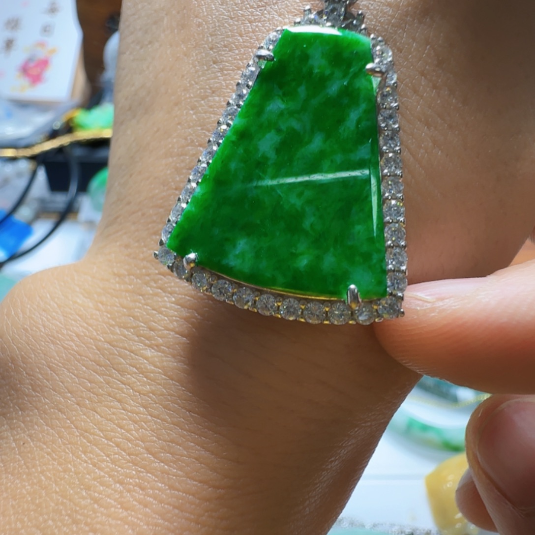 翡翠银S925镶嵌手镯翡翠880